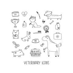 Veterinary hand drawn icon set - 117665247