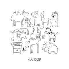 Zoo hand drawn icon set - 117665299