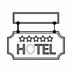 Sign Hotel icon in outline style isolated on white background. Indicator symbol