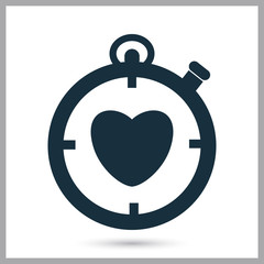 Heart stopwatch icon on the background