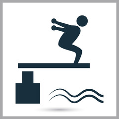 Jump into the water sport icon on the background