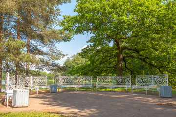 Benches in park in the Museum-reserve "Tsarskoye Selo", Pushkin