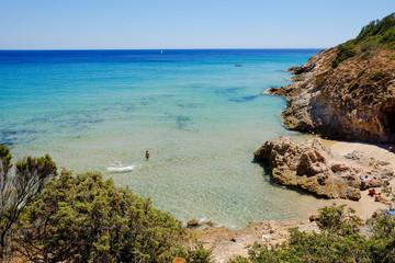 View on the beach of Pinus Village, Sardinia.