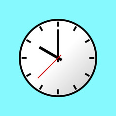 Clock icon, Vector illustration, flat design. Easy to use and edit. EPS10. Blue background.