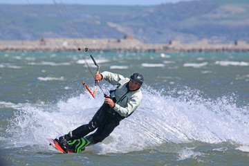 Kitesurfer in Portland Harbour