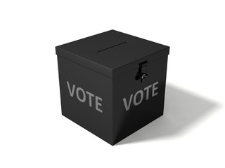 3d illustration of black vote box.