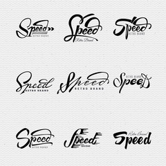 Speed - badges, lettering, calligraphy is written with the help
