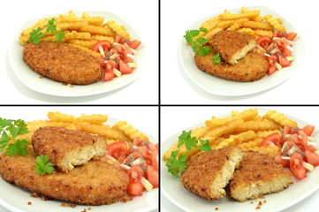 kotlet rybny z frytkami