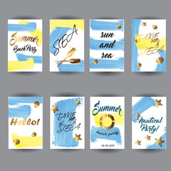 Summer hand drawn card, posters set