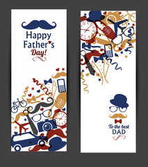 Happy fathers day banners set.