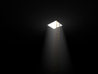 3d illustration of ladder and square hole © kmls