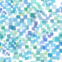 sea blue watercolor squares pattern - 117669891