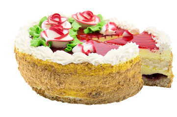 Festive homemade cake, sweet pastry, covered with icing