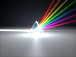 3d illustration prism and refraction light ray. - obrazy, fototapety, plakaty