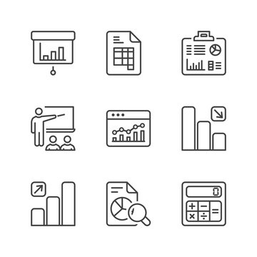basic statistics thin line icons
