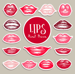 Lips set. Stickers design element.