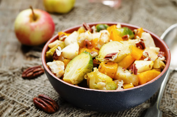 Brussels sprouts pumpkin apple chicken stew