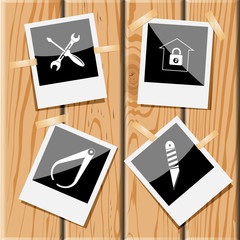 screwdriver and spanner, bank, caliper, knife.