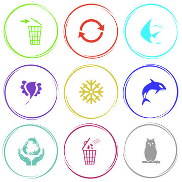 recycling bin, recycle symbol, fish, bird, snowflake, killer wha