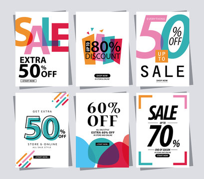 set of Sale Banner poster tag template for shopping