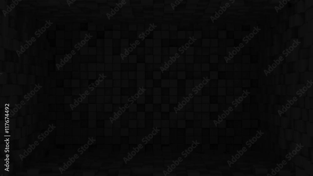 Poster room of black cubes extruding. abstract seamless loop animation. geometric 3d render background 4k u