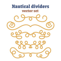 Nautical ropes. Dividers set. Decorative vector knots. Ornamental decor elements with rope.