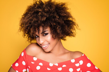 Beauty portrait of smiling girl with afro.