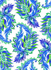 seamless paisley pattern. watercolor illustration.