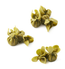 Few sacchettoni stuffed pasta isolated