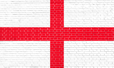 Flag of England on brick wall texture background