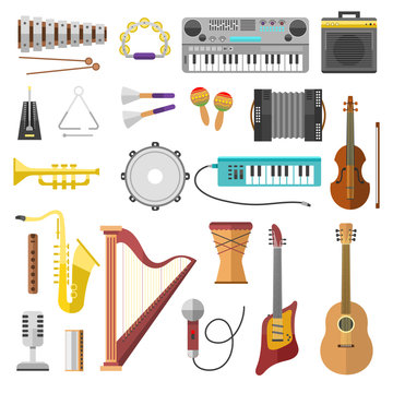Music instruments vector icons