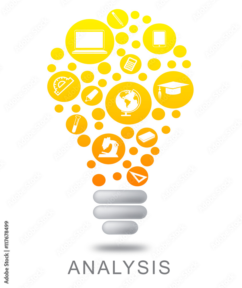 Poster analysis lightbulb means data analytics and analyze