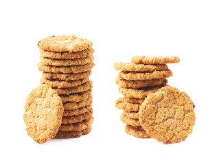 Pile stack of oatmeal cookies isolated
