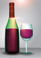 Vector illustration of the bottle and glass with wine. Art for web and print design appealing for alcohol. 