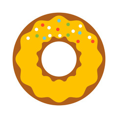 Cute sweet colorful donut isolated. Chocolate or cream yummy cookie donuts food. Candy decoration color donut cake isolated fast food.
