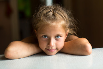 Close-up portrait of little cute girl.