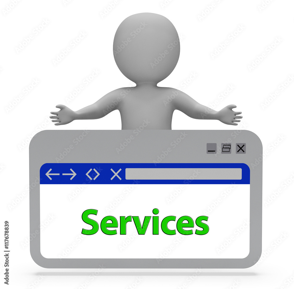 Poster services webpage represents website assist 3d rendering