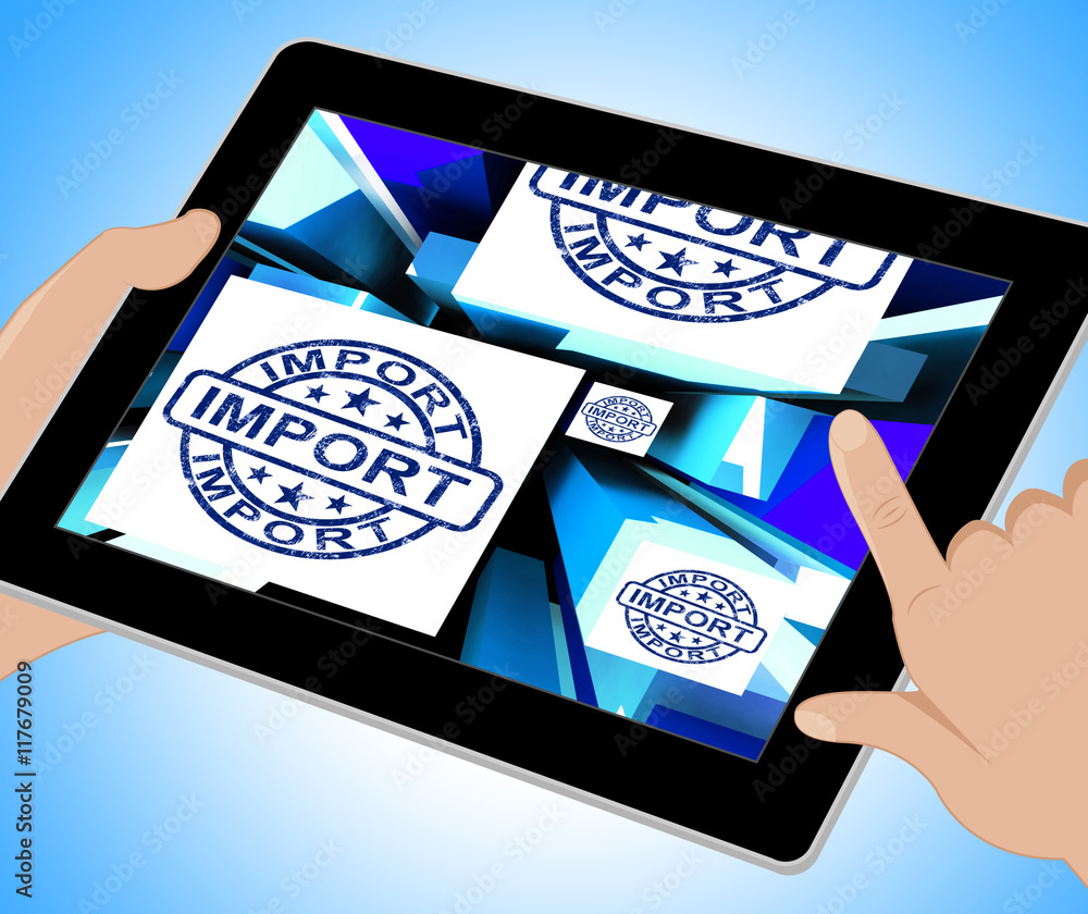 Poster import on cubes showing importing products tablet