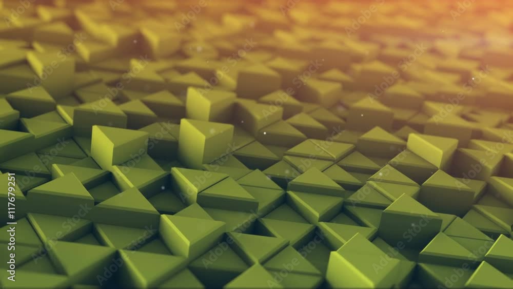 Poster toned triangles mosaic extruding. 3d render seamless loop abstract background. 4k uhd (3840x2160)