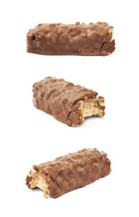 Caramel chocolate bar isolated