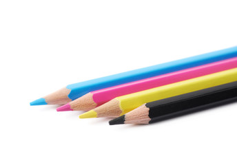 Four drawing pencils composition isolated