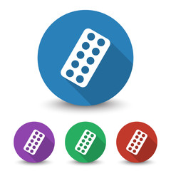 White Tablet Strip icon in different colors set