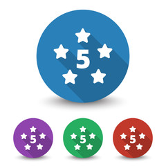 White Five Star icon in different colors set