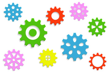 9 gears multicolored background