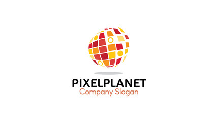 Pixel Planet Logo Design Illustration