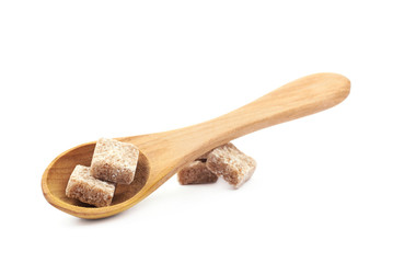 Sugar cubes in spoon isolated