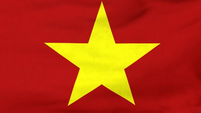 National flag of Vietnam flying and waving on the wind. Sate symbol of Vietnamese nation and government. Computer generated animation.