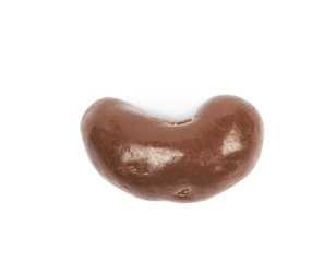 Chocolate coated cashew nut isolated