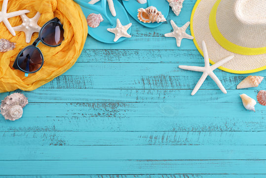 Beach accessories with sea shells