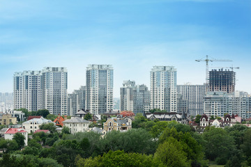 Green park and cityscape